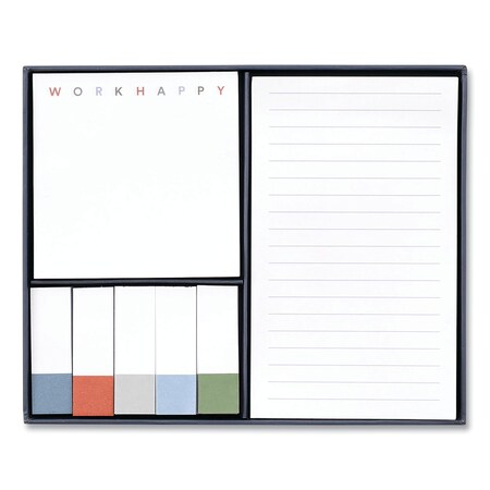 Poppin Work Happy Sticky Note Set, One Lined Writing Pad, One Square Pad, Lagoon, 270 Sheets 107471